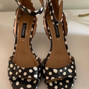 Kay Unger Black and White  Polka Dot Heels